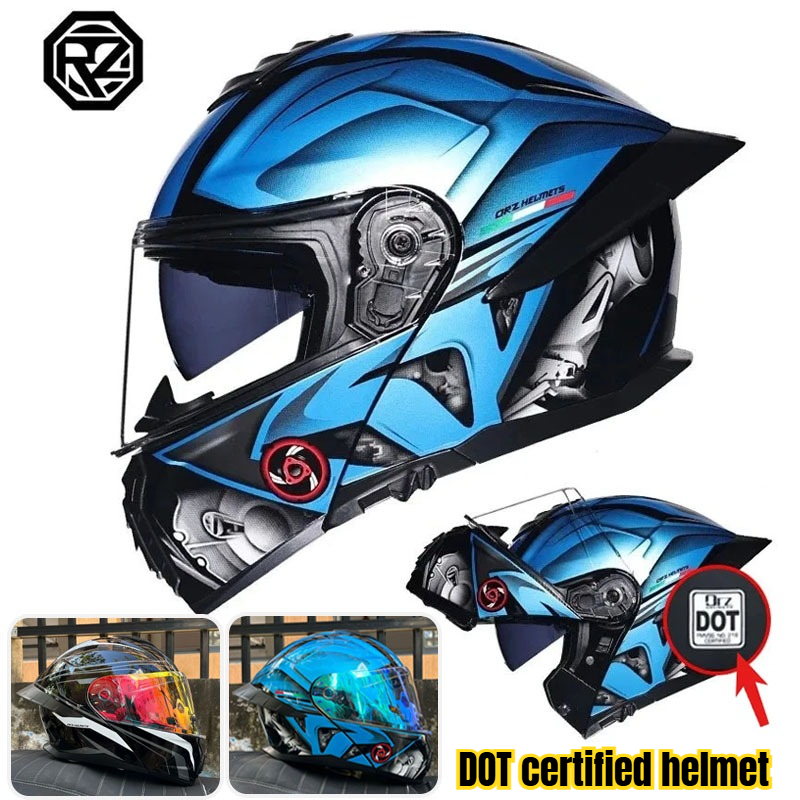 Full Face Motorcycle Helmet With Bluetooth - Helm Sepeda Motor Bersertifikasi DOT, Helm